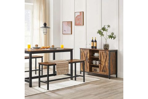 BARO SİYAH METAL AHŞAP BENCH, 2 ADET