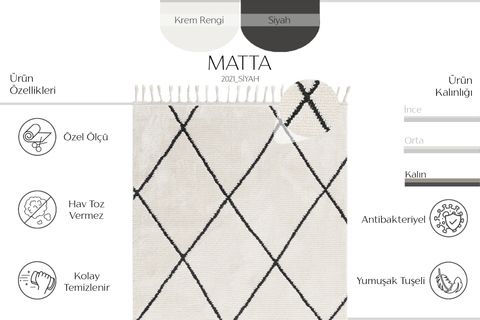 COOL HALI SEYRAN MATTA MODERN KESME HALI 2021, SİYAH, 200X290