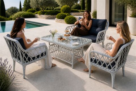 AHLAT MİNİ 4 KİŞİLİK RATTAN BALKON TAKIMI, GRİ