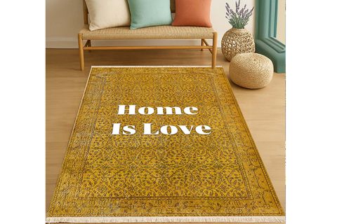 HOME İS LOVE SARI VİNTAGE KİLİM DOKUMA TABAN HALI, 318 YNG, 100X150 CM