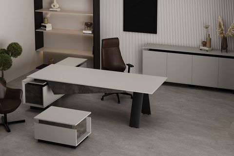BALANCE OFİS MASA TAKIMI, SOL, KÜL GRİ İRONİ, 260 CM