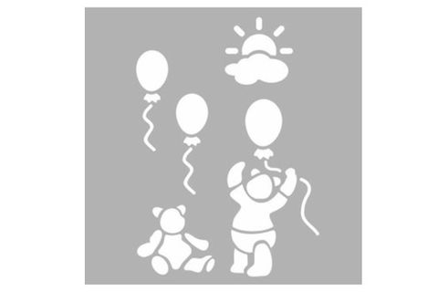 BALON VE AYICIK STENCİL ŞABLON BOYAMA 30 CM