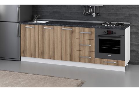 MİNAR 230 CM MUTFAK DOLABI BEYAZ DORE 230-D3-ALT MODÜL