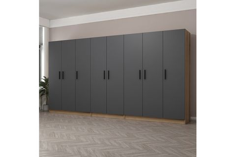 MİNAR KALE GARDIROP 9, 8 KAPAKLI, ANTRASİT