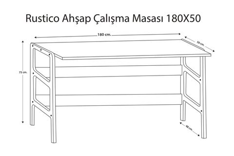 WOODESK RUSTİCO AHŞAP ÇALIŞMA MASASI, NATURAL RENK
