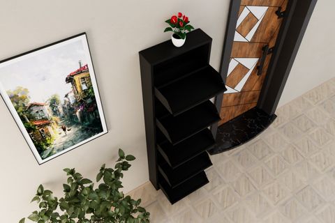 LİNEA METAL AYAKKABILIK, SİYAH, 5 KAPAKLI