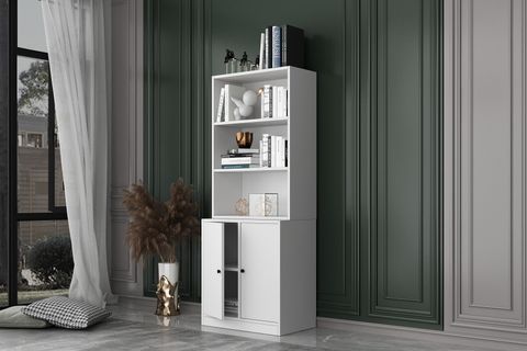 BKCONCEPT 2 KAPAKLI RAFLI KİTAPLIK, 65 CM, BEYAZ, KTP-1270-Ç