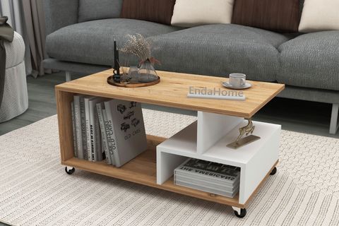 SULTAN TEKERLİ ORTA SEHPA, ATLANTİK ÇAM, 86,5X50 CM