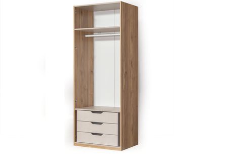 EZGİ GARDIROP, 2 KAPAKLI ÇEKMECELİ MODÜL, TAMPERLİ CAM KAPAK