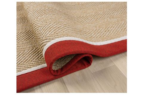 ÇİFT BORDÜRLÜ HASIR DOKULU SİSAL MAKİNE HALISI, BORDO, 80X450