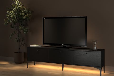 PARİS LED IŞIKLI TV SEHPASI, WOOD SİYAH, 160 CM