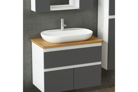 NİKA BANYO DOLABI AS2K1Ç46, BEYAZ ANTRASİT, 85 CM