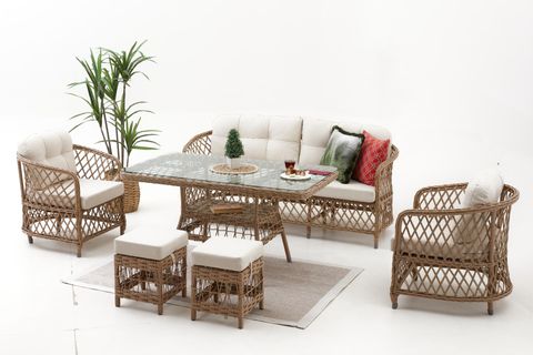 PALMA RATTAN ÜÇLÜ OTURMA GRUBU, CAPPUCCINO