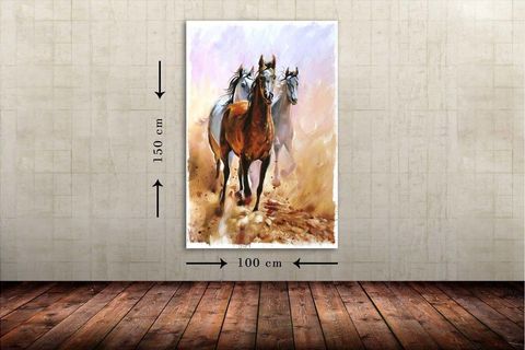 HORSES DEKORATİF DEV BOYUT CANVAS TABLO 100X150 CM