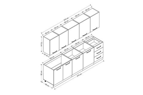 MİNAR EGE 270 CM MUTFAK DOLABI BEYAZ DORE 270-D2