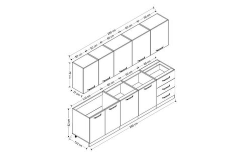 MİNAR ECE 280 CM MUTFAK DOLABI BEYAZ ANTRASİT 280-A2