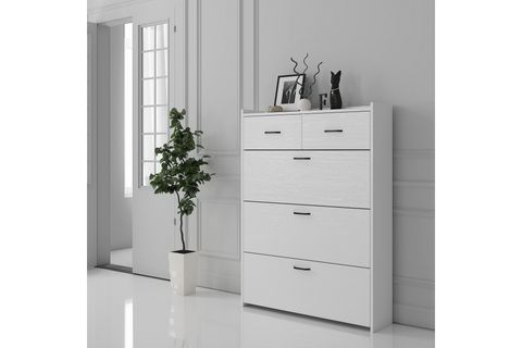 MELODİ DÜŞER KAPAKLI ÇEKMECELİ AYAKKABILIK WOOD BEYAZ