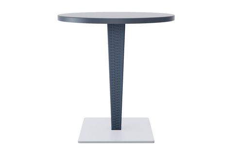 RATTAN RİVATONA YUVARLAK MASA TAKIMI KOYU GRİ