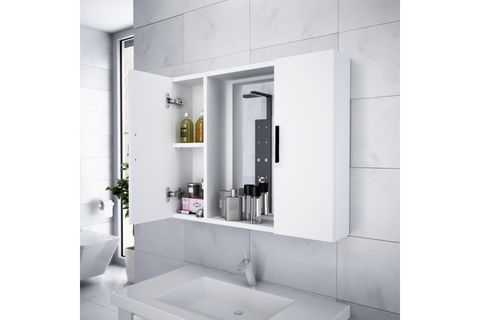ALESTA BEYAZ AYNALI ÜST BANYO DOLABI, 2 KAPAKLI