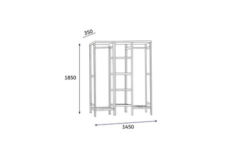 ARNETTİ İNDİGO AÇIK GARDIROP, AHŞAP, 35 CM