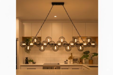 ÇUBUK FÜME CAMLI SIRALI AVİZE, 180 CM