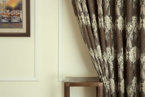 MASSARELLİ KLASİK DAMASK DESEN SIK PİLE FON PERDE, ANTRASİT GOLD, 200X260