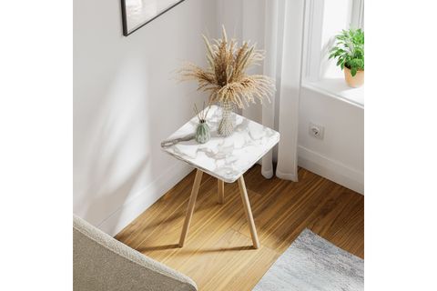 KOZİ KARE AHŞAP AYAKLI YAN SEHPA, BEJ