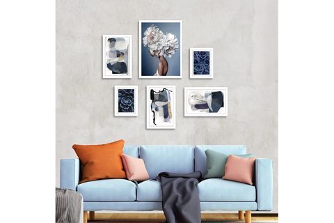 ALTILI ÇİÇEK SAÇLI KADIN ÇERÇEVELİ POSTER PANO SETİ