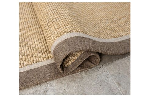 ÇİFT BORDÜRLÜ HASIR DOKULU SİSAL SALON MAKİNE HALISI, BEJ, 80X450, 664, BEJ KAHVE