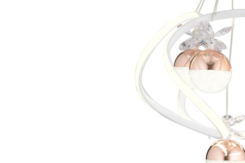BALCA DÖRTLÜ 3 RENKLİ LED AVİZE, BEYAZ BAKIR