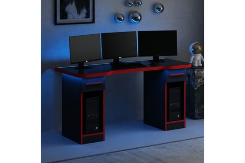 PHOENİX RGB LED IŞIKLIOYUNCU MASASI, SİYAH, SET2