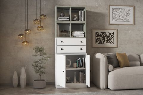 ZARA MATRİX HOME OFFİCE KİTAPLIK DOLABI ÇOK BÖLMELİ EV OFİS ÜNİTESİ PNR KTP 1129