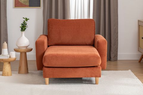 MERLİN DAYBED, İNCE KOL, NATUREL AYAK, KADİFE KUMAŞ, KİREMİT