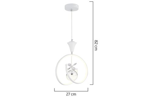 MENGÜ TEKLİ 3 RENKLİ LED AVİZE, BEYAZ KROM