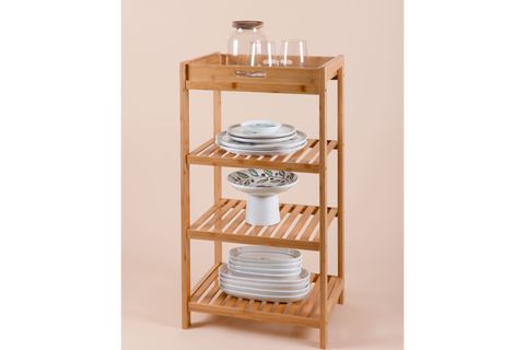 THE MİA BAMBU 4 KATLI TEPSİLİ DÜZENLEYİCİ DOLAP RAF 75X40X30 CM