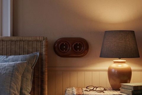 PORSELEN PRİZ, İKİLİ, KAHVERENGİ