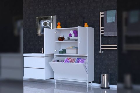İLKİM ALT MODÜL SEPET ÜST MODÜL KAPAKLI BANYO DOLABI, 95 CM