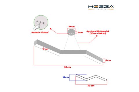 HEGZA LIGHTING GABBIANO LED AVİZE, GRİ KASA BEYAZ IŞIK