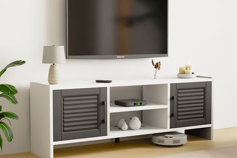 MOLDE RETRO VİNTAGE TARZ TV SEHPASI, ANTRASİT