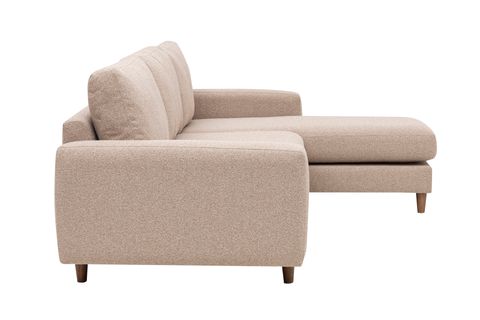 MERLİN MİNİ KÖŞE KOLTUK, CEVİZ AYAK, İNCE KOL, RECYCLED KUMAŞ, CAPPUCİNO