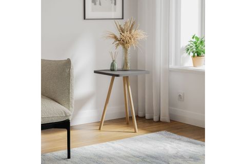 KOZİ KARE AHŞAP AYAKLI YAN SEHPA, ANTRASİT