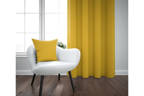 GARDENYA HOME SARI PETEK KADİFE DOKULU DÜZ DİKİM DOKUMA FON PERDE 100X260
