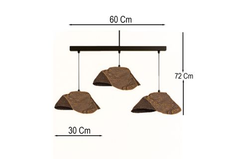 OBSİDİAN HANDMADE KARBON BETON  AVİZE, ÜÇLÜ