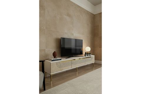 MEYRA TV SEHPASI, BEYAZ TRAVERTEN GOLD, 180 CM, TSA1805BTG