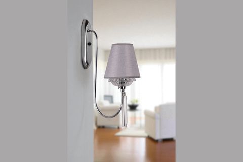 KONTES APLİK, KROM HASIR GRİ ABAJURLU