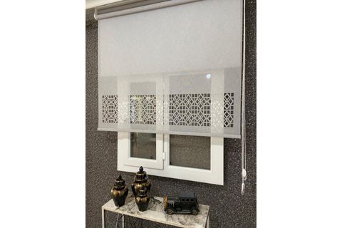 ÇİFT MEKANİZMALI LAZER KESİM TÜL VE STOR PERDE, GRİ, DSG-308, 170X200