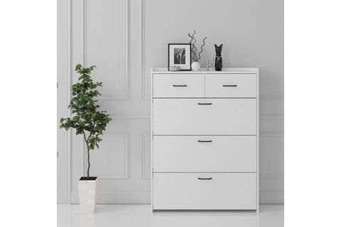 MELODİ DÜŞER KAPAKLI ÇEKMECELİ AYAKKABILIK WOOD BEYAZ