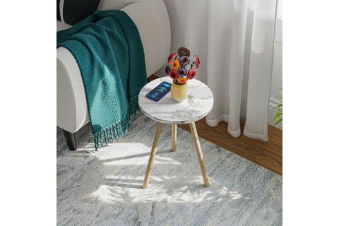 YURİ YUVARLAK YAN SEHPA, BEJ