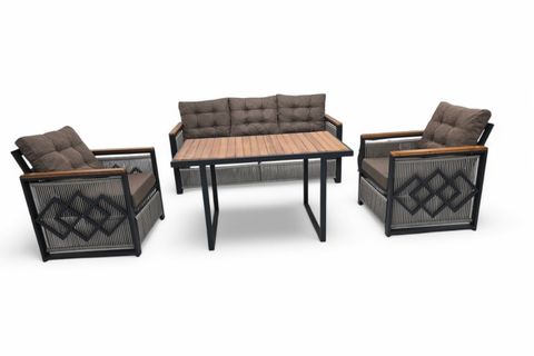 BERRA METAL ÜÇLÜ OTURMA GRUBU, GRİ