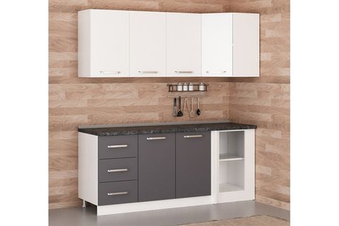 MİNAR 195CM KÖŞE MUTFAK DOLABI BEYAZ ANTRASİT K195A4